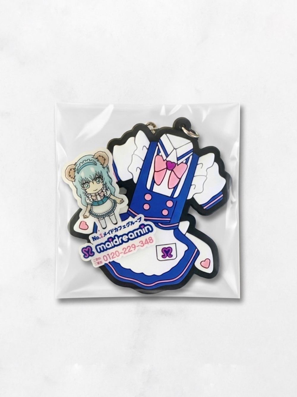 Maidreamin Official Rubber Keychain, Maid Cafe Uniform Mascot Japan Akihabara